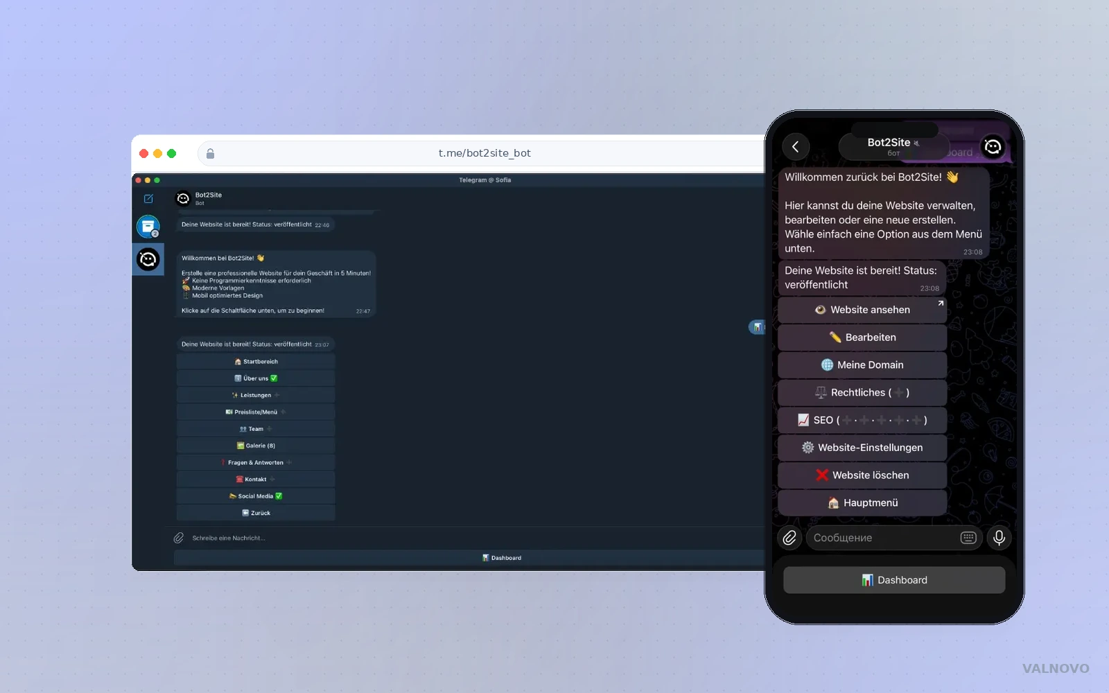 Bot2Site: Website per Telegram-Chat erstellen